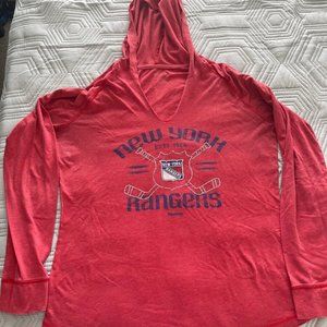 New York Rangers WOMEN's Long Sleeve HOODIE; Reebok; Size L; Red
